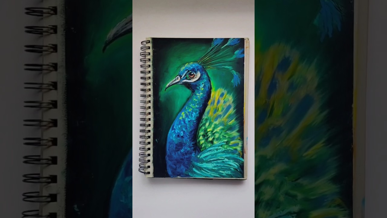 Peacock with Oil Pastels 🦚😍 #oilpastel #oilpasteldrawing #art #shorts