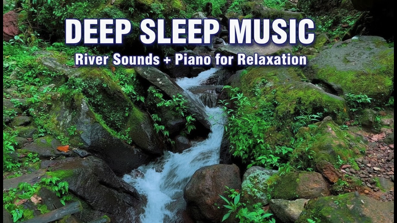 River Gentle Stream Sounds in forest 24/7. River Sounds, Flowing Water, White Noise for Sleep