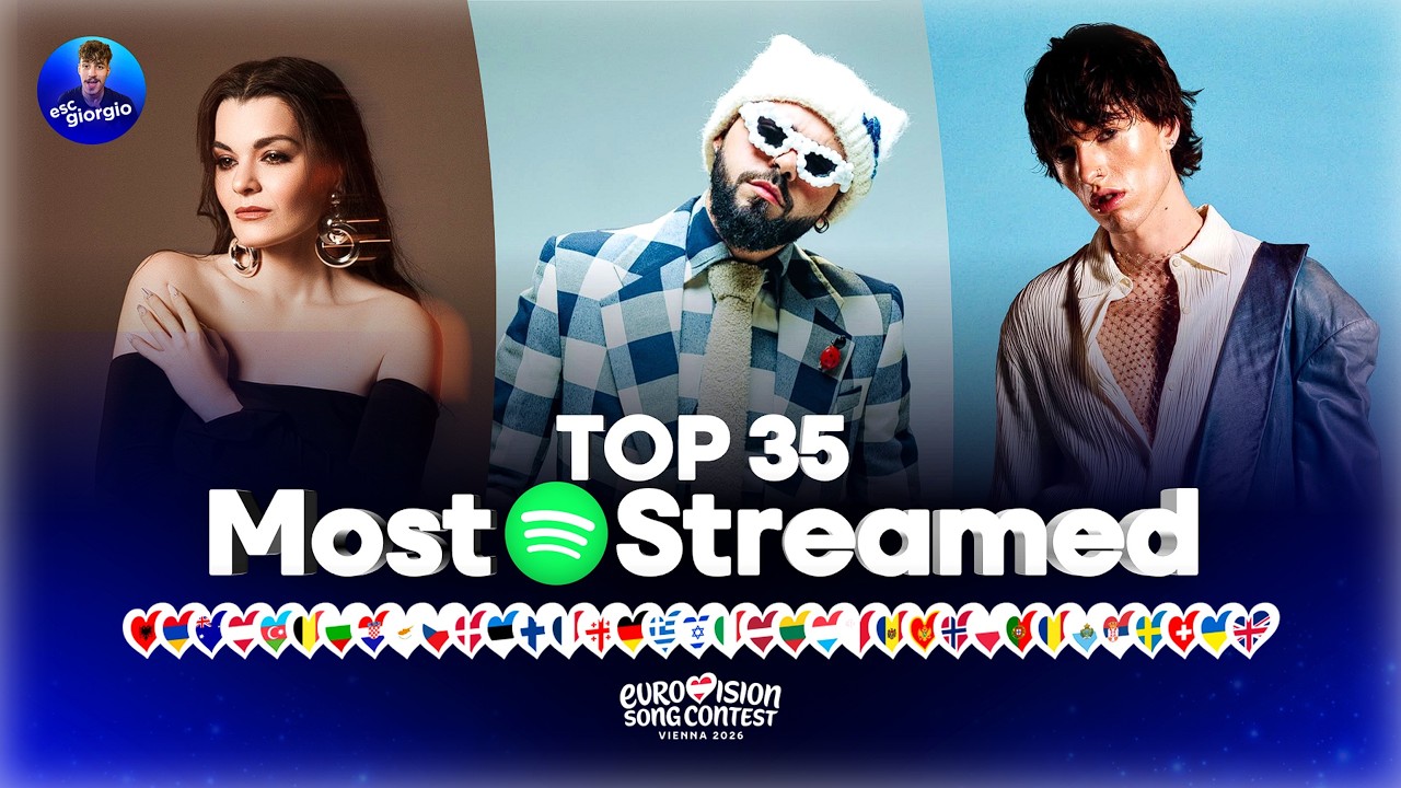 Евровидение 2026: Топ-35 по количеству прослушиваний на Spotify (15.03.2026)