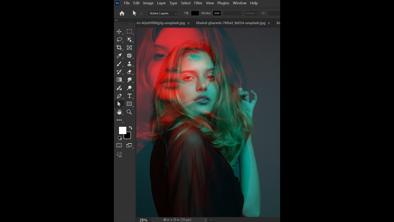 How to Create Duotone Double Exposure Effect in Photoshop/Duotone Effect Tutorial #photoshop #short