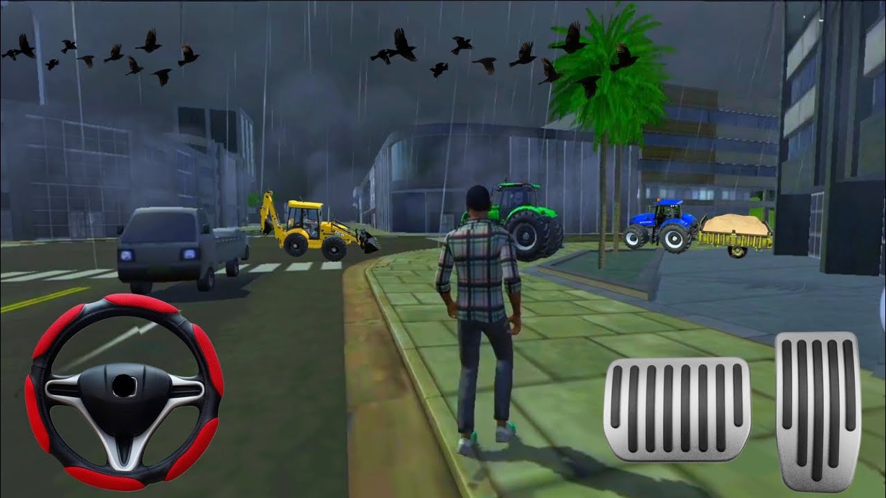 Train Station Reach With Tractor In The Night And Rain 😱 | #indianvechilesimulator3d 