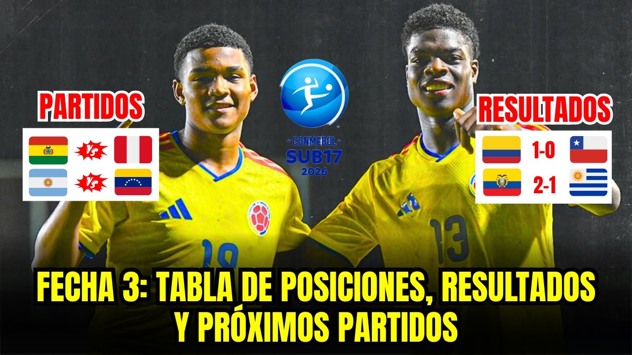 SUDAMERICANO SUB 17 2026: TABLA DE POSICIONES, RESULTADOS Y PR&Oacute;XIMOS PARTIDOS