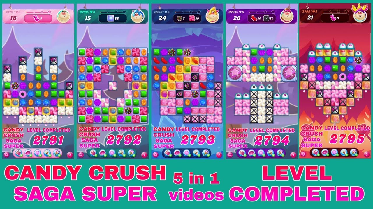 CANDY CRUSH SAGA SUPER || LEVEL COMPLETED || GAME PLAY CANDY VIDEO || 5 in 1videos