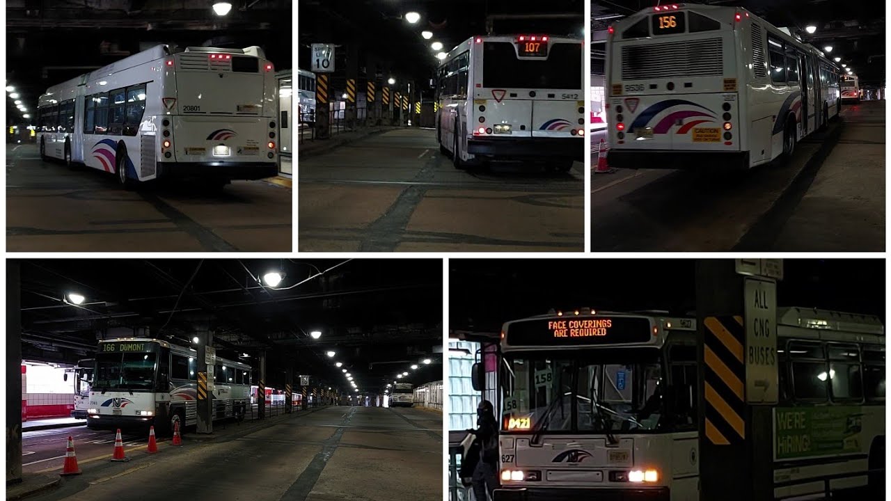 NJT: bus Action at Port Authority Bus Terminal