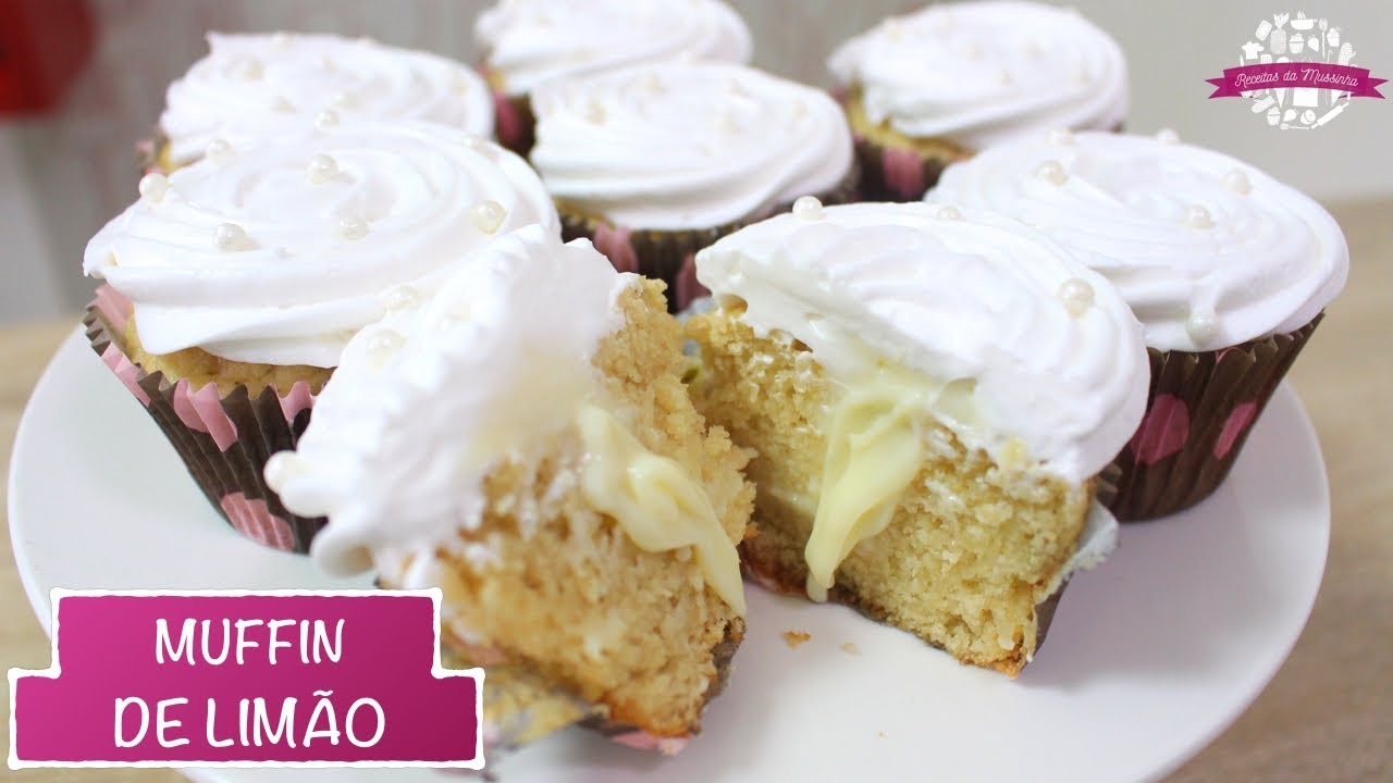 MUFFIN DE LIMÃO COM RECHEIO CREMOSO E COBERTURA - #435 - Receitas da Mussinha