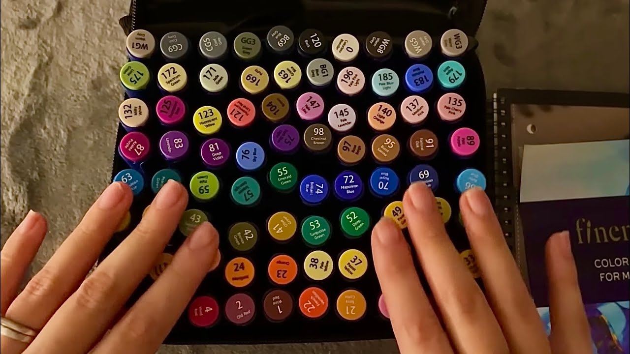 😴 ASMR  - 🖊️📕 Organizing and swatching markers - Clicky Whispers