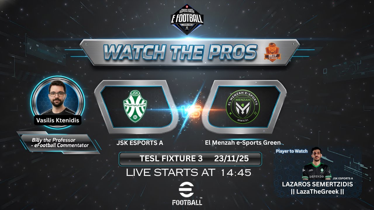 Watch The Pros ft. LazaTheGreek | JSK eSports A vs El Menzah Esport Green | TESL Fixture 3