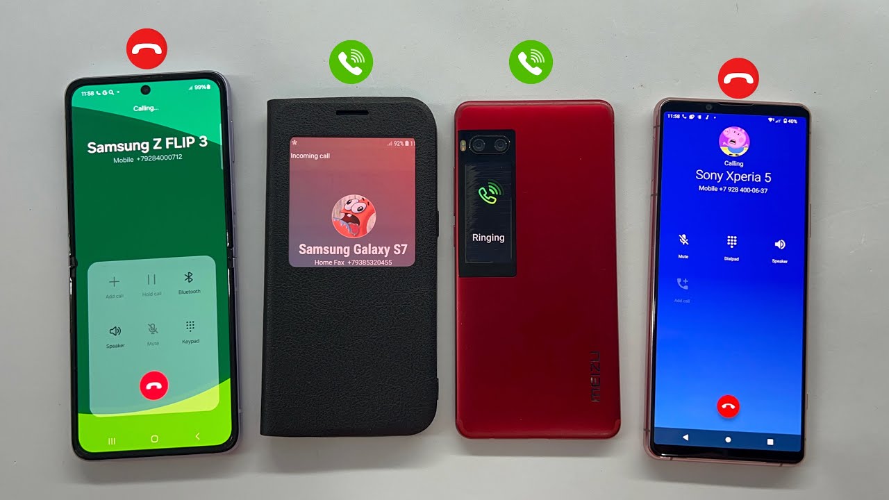 Samsung Galaxy S7 Vs Meizu Pro7 Incoming Call | Outgoing Call Samsung Z Flip3 + Sony Xperia 5 |||