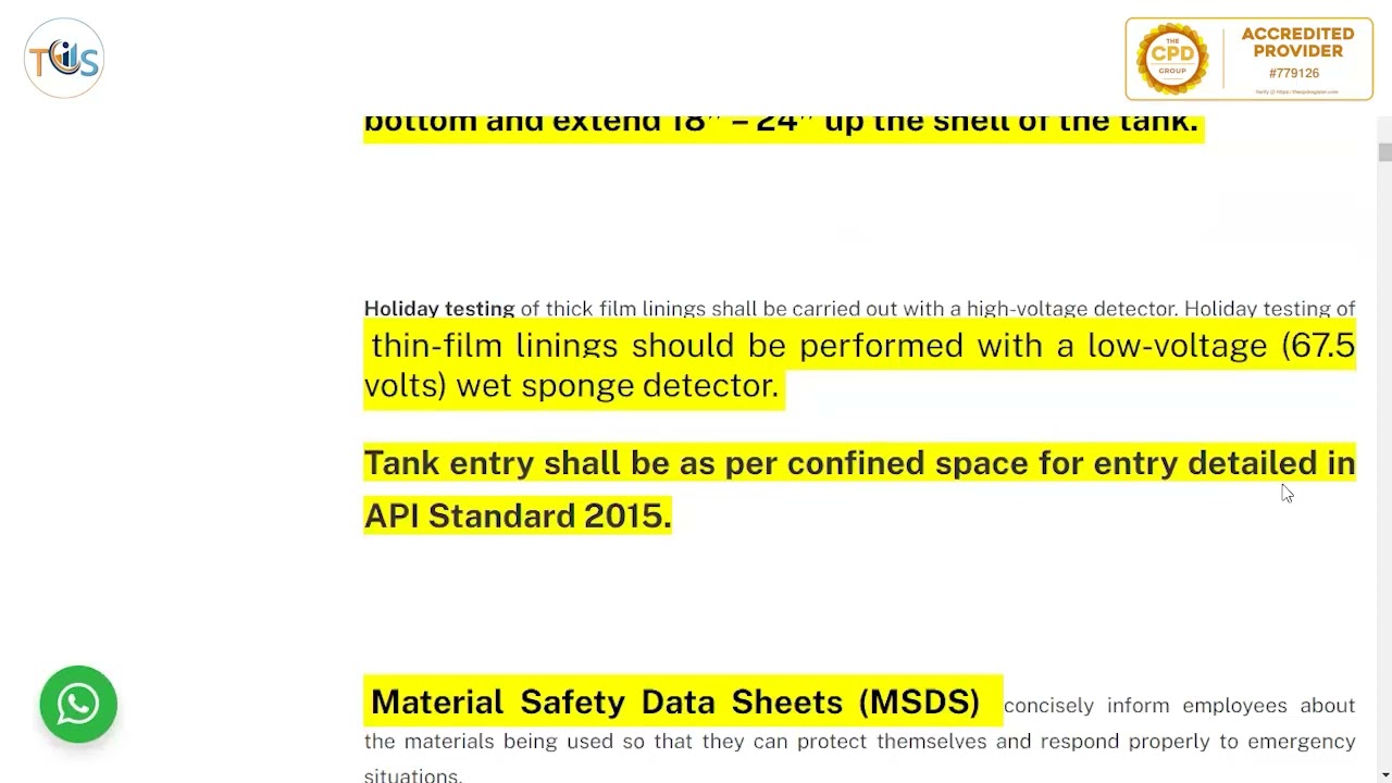 API 652 Tank Lining