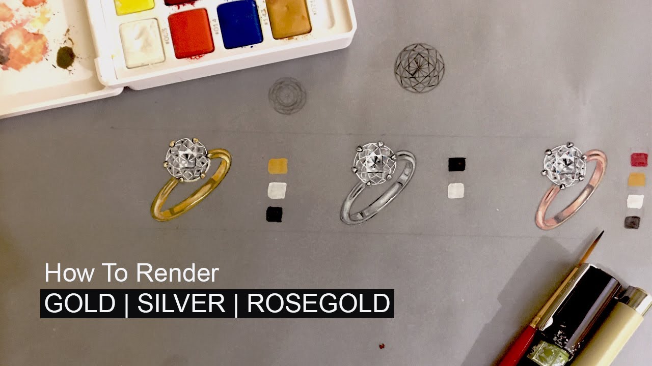 HOW TO RENDER GOLD, SILVER, ROSEGOLD RING |  Learn basic technique for beginners.