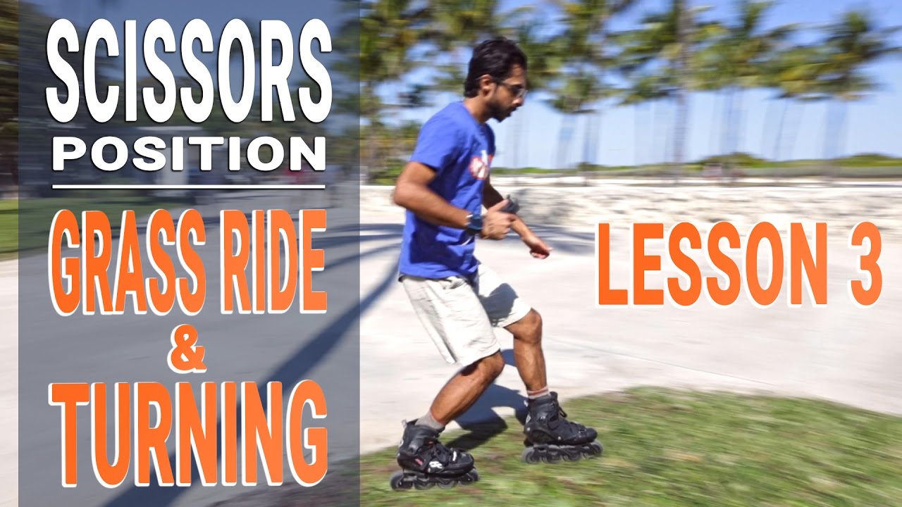 How to do Scissors on inline skates - Grass ride and turn - Lesson 3