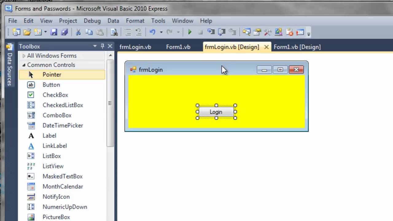 Forms and Passwords VB.NET Tutorial Part 1