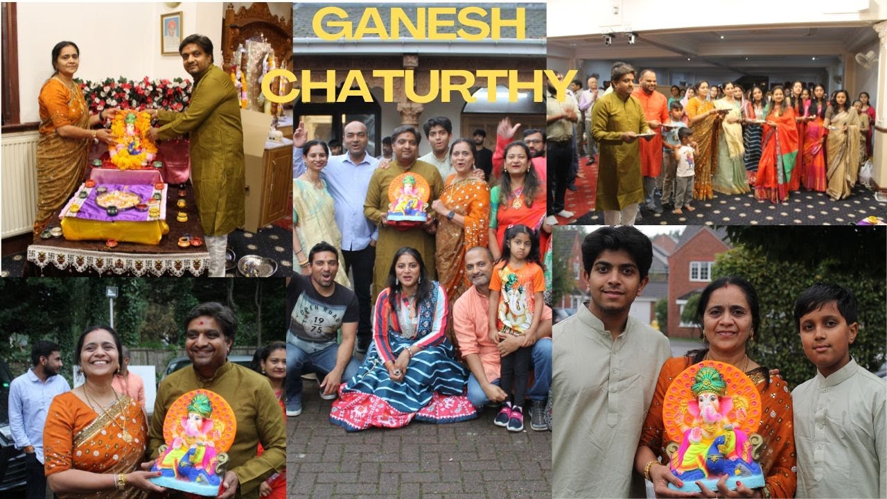 ગણપતિ બાપા નું સ્વાગત ધામ ધૂમથી કર્યું Leicester મંદિરમાં🎉🎊