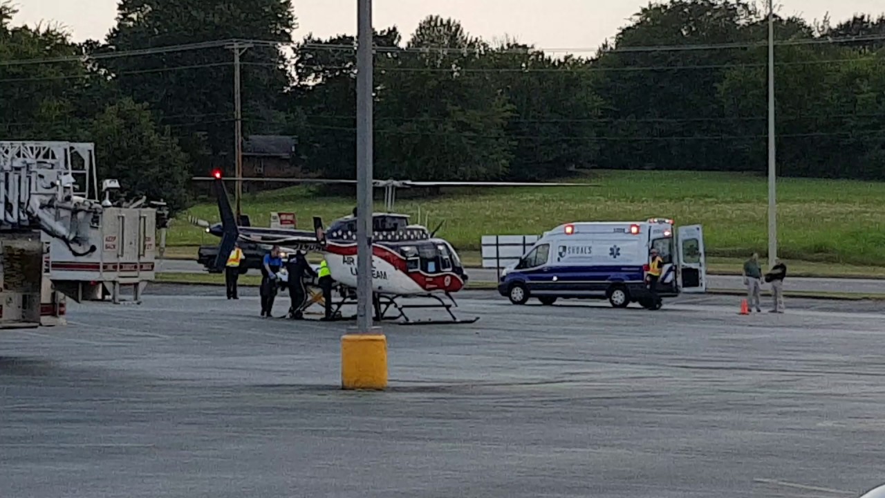 Air Evac 16 landing and taking off