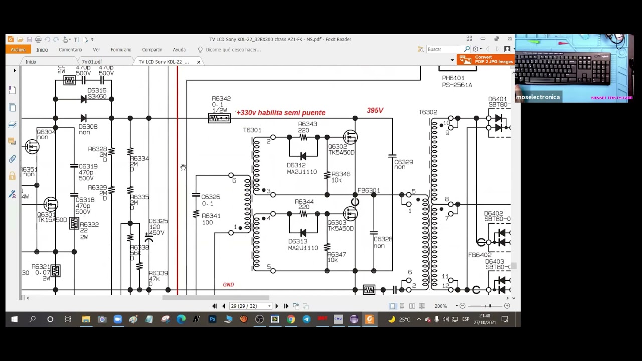 Explicación básica fuente sony kdl32bx30 con cxa3809m y mip2h2.