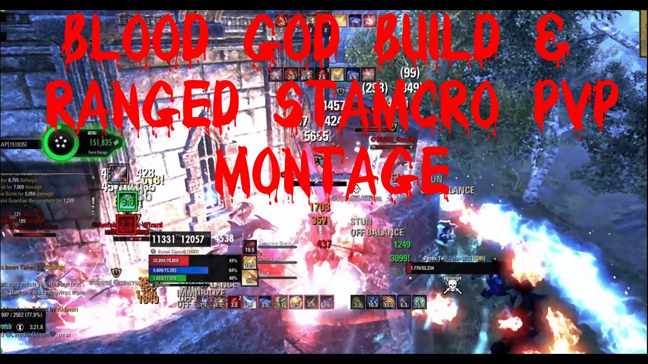 ESO: U45 PvP | Ranged Stamcro / 45k HP Healthcro Blood God Build 1v1vX/Group Montage | Builds in vid