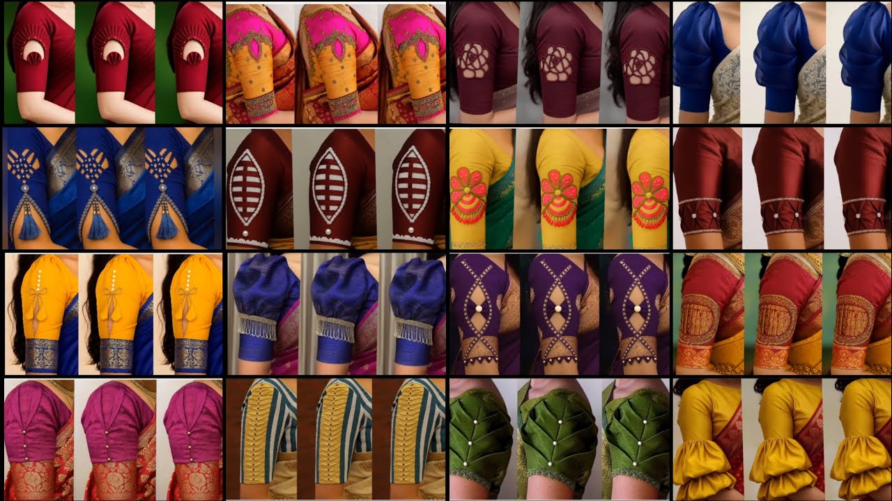 🌈boutique style matching blouse & sleeves design/blouse hand designs new model/blouse hand designs