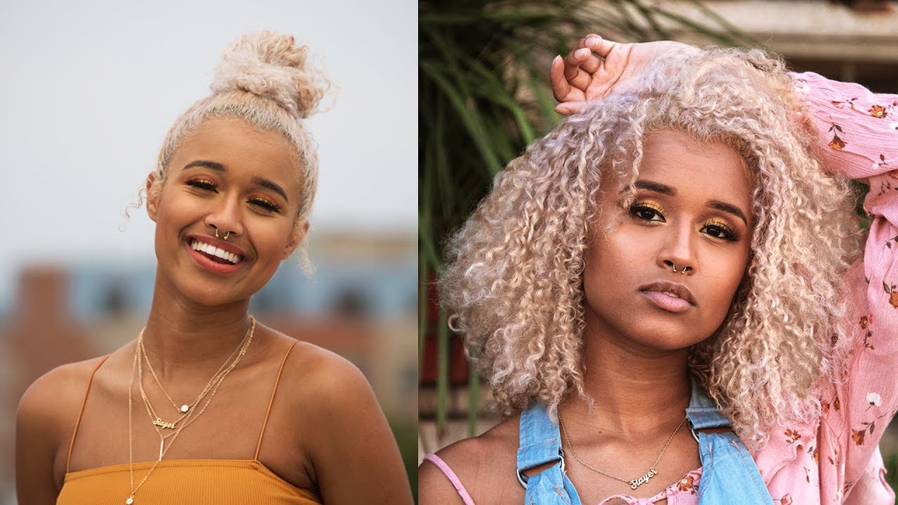 How I Bleached My Dark Hair to Platinum Blonde White |Hair Bleaching For Dark or Curly Hair Tutorial