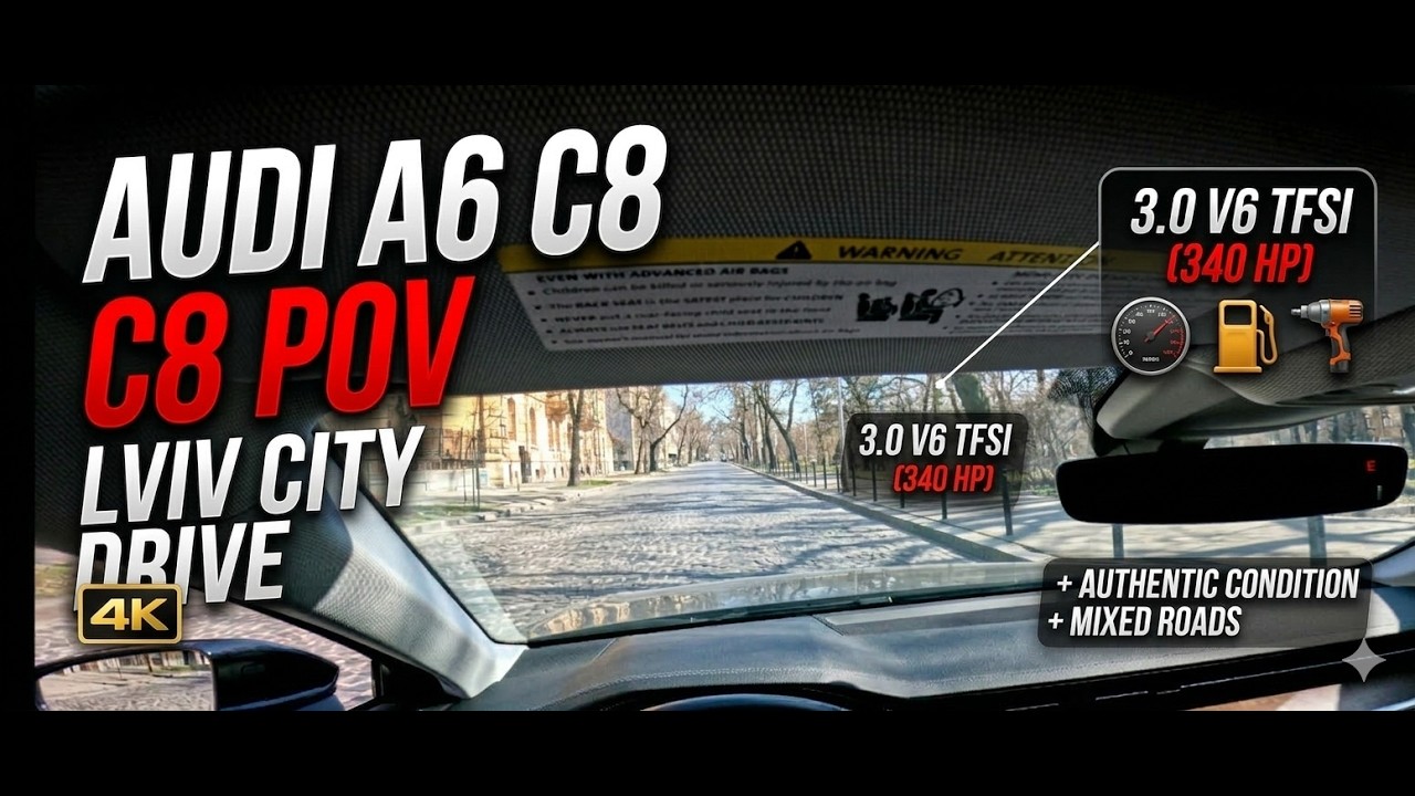 Driving Audi A6 C8 3.0 TFSI through Beautiful Lviv | POV Test Drive & City Tour