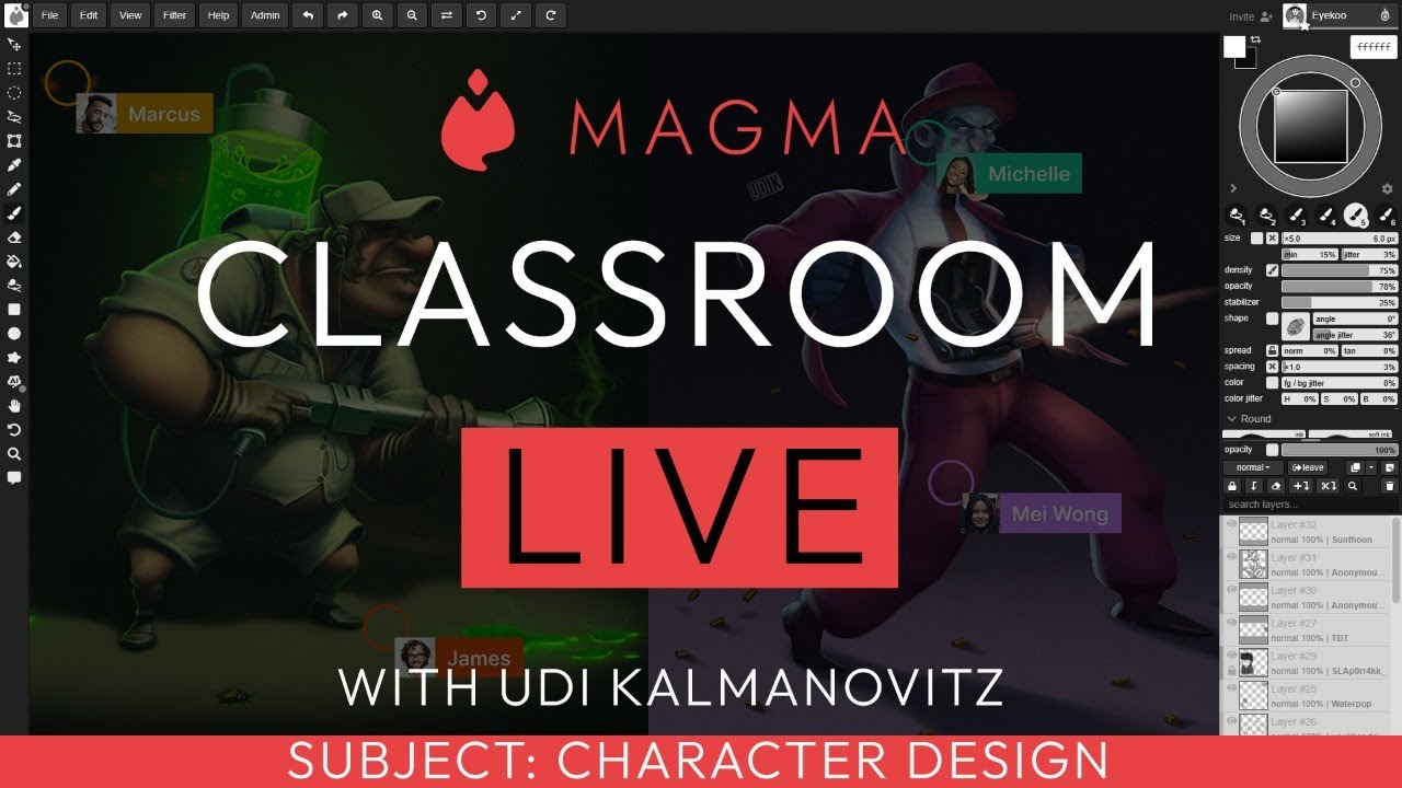 Character Design Techniques - Magma Classroom LIVE with Udi Kalmanovitz