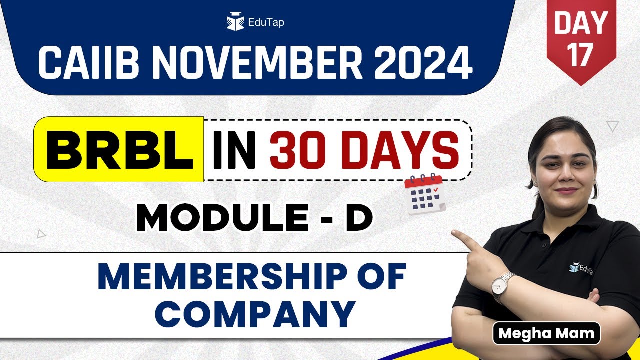 Membership of Company | BRBL Syllabus Important Topics| CAIIB Nov 2024 Preparation | CAIIB Classes