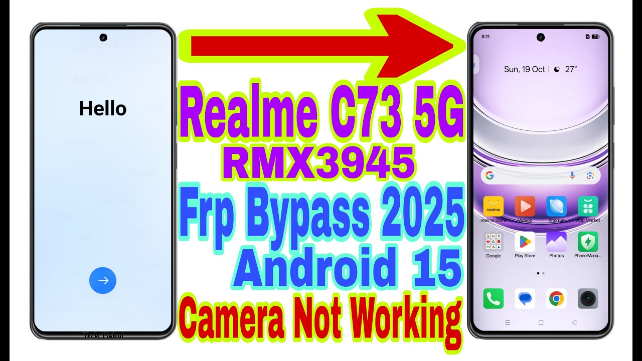 Realme C73 5G (RMX3945) Android 15 Frp Bypass 2025 | Camera Not Working/Bypass Google Account