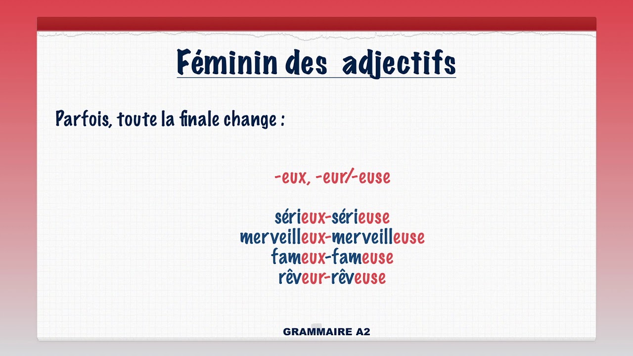 L'accord de l adjectif en français