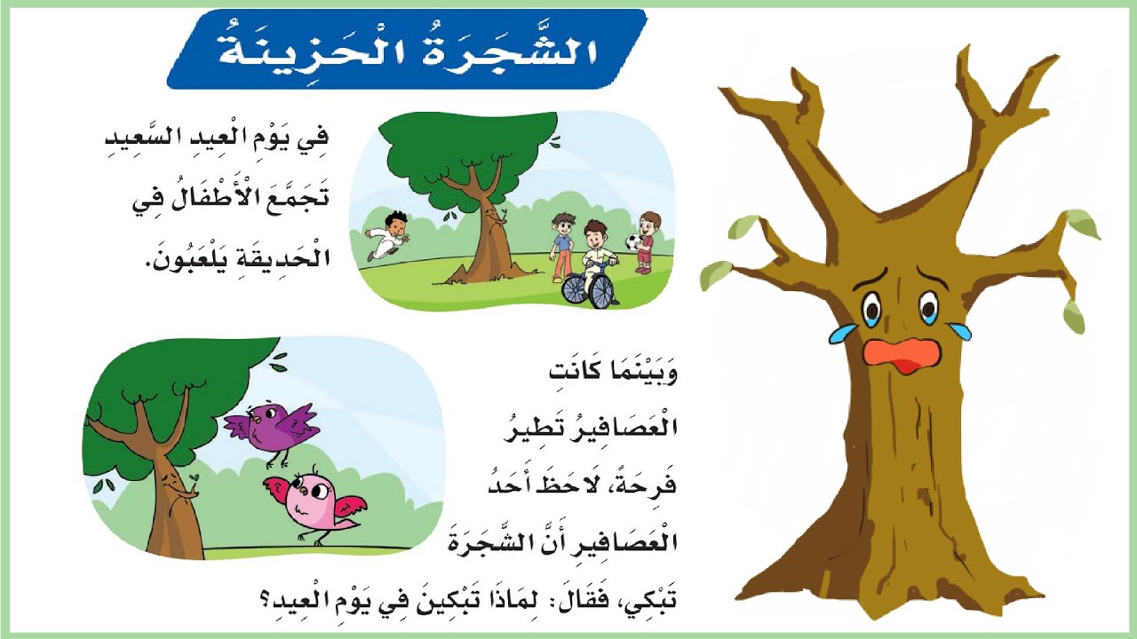 الشجرة الحزينة | لغتي اول ابتدائي | درس الشجرة الحزينة اول ابتدائي ف3| المنهج السعودي | قصص اطفال
