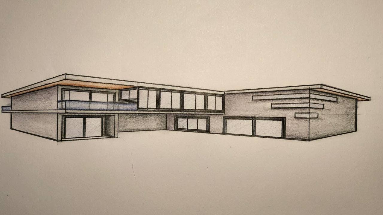 #002 - How to Draw a Modern House in 2-Point Perspective