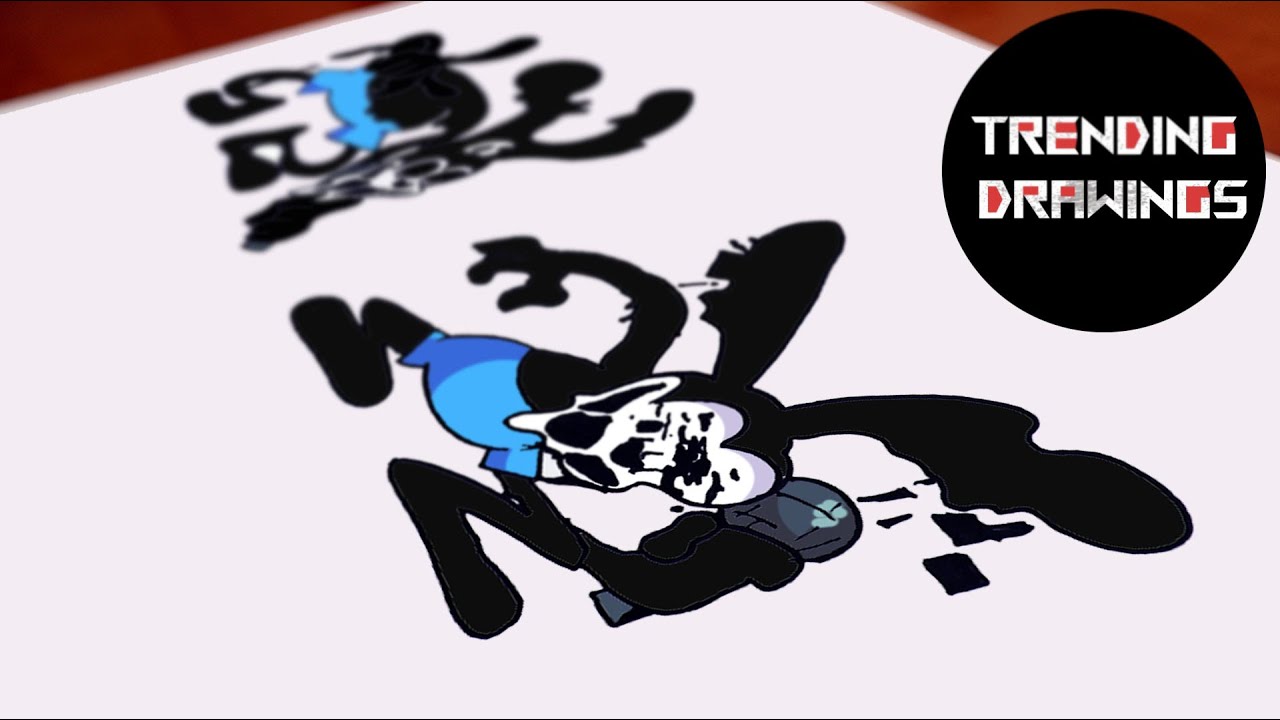 How To Draw FNF MOD Character - Pibby Oswald the Lucky Rabbit