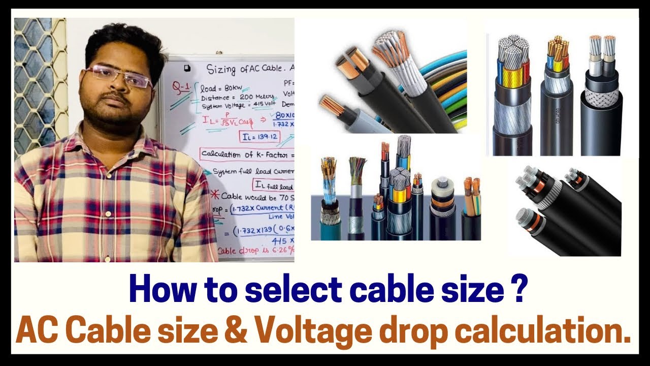 How to select cable size? // AC cable size & Voltage drop calculation. // AC cable design for load.