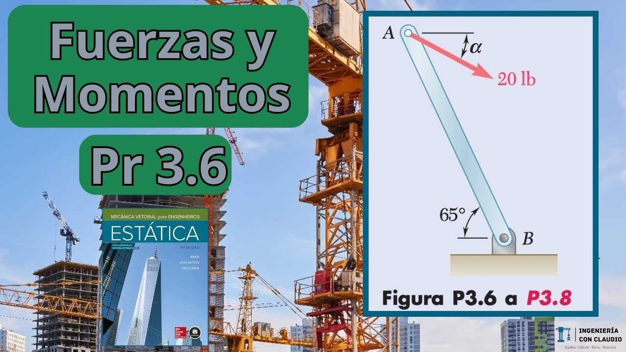Estática - Sistemas Equivalentes de Fuerzas - Problema 3.6 Beer and Johnston - Mecánica Vectorial