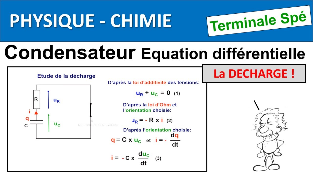 Condensateur Dipôle RC 3 Equation différentielle de décharge Terminale Spécialité Physique Chimie