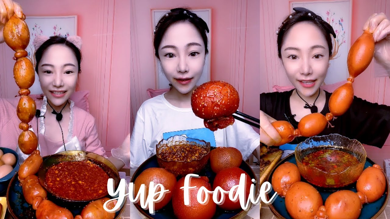 ASMR Chinese Food Mukbang | Sheep Brain Wrapped In Intestines Eating| Eating Sounds | Yup Foodie #28