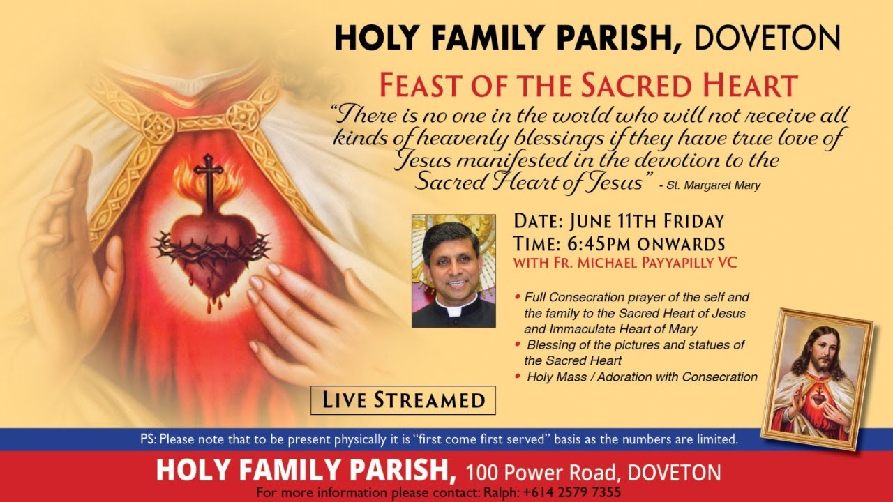 Feast of the Sacred Heart | 6:45 PM, 11 JUN with Fr. Michael Payyapilly VC