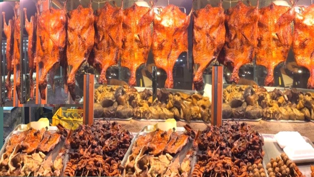 Popular Cambodian street food chopped pork and duck roasted.