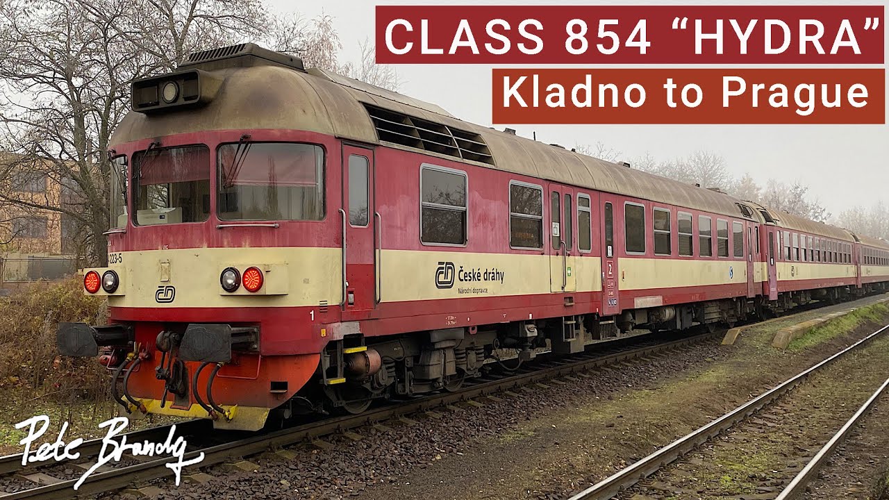TRIP REPORT | Diesel semi-fast train | Kladno to Prague | ČD class 854 diesel unit | 2nd class