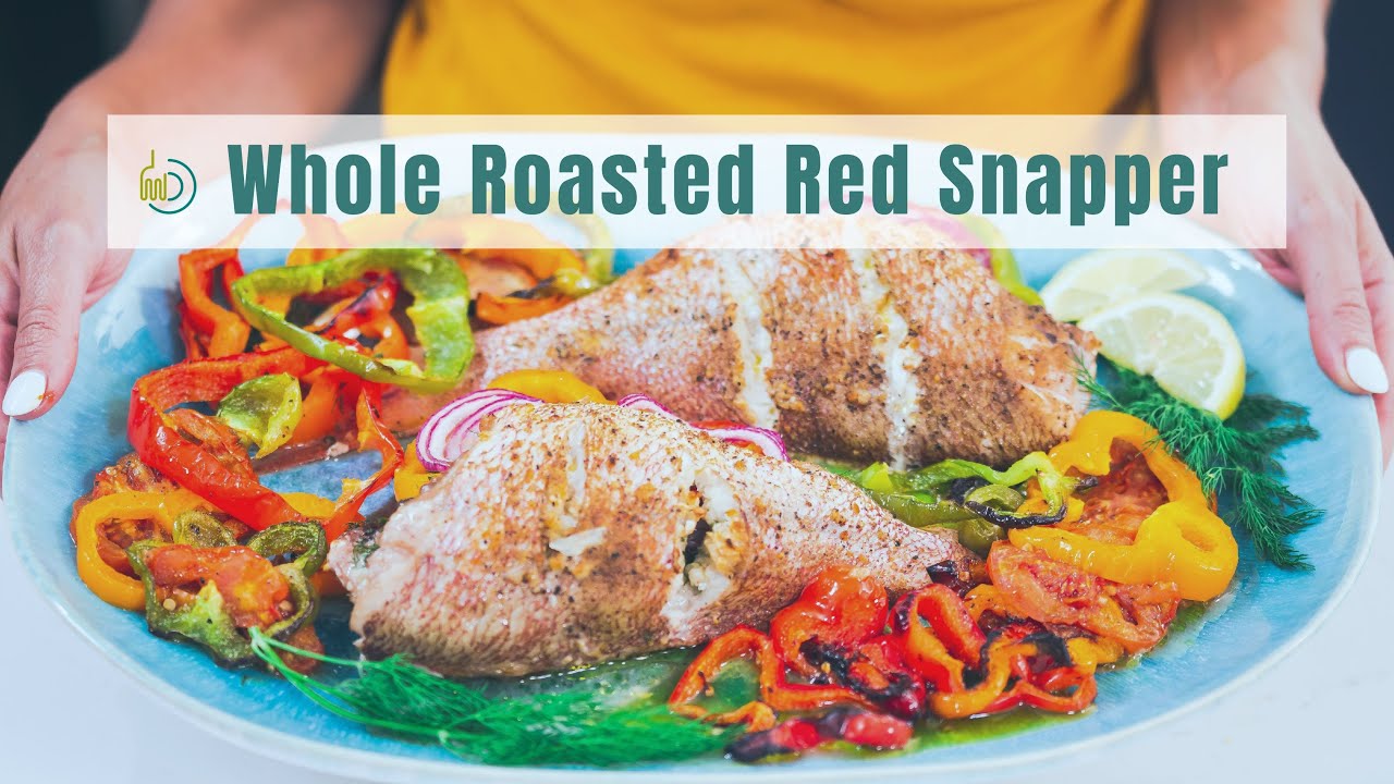 The BEST Whole Roasted Red Snapper with Mediterranean Flavors
