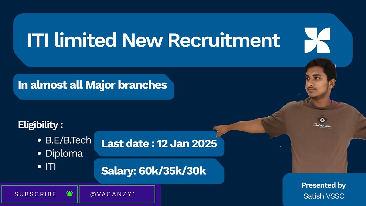 ITI Limited New Vacancy 2025 | BE/BTech/Diploma/ITI | Salary, Eligibility, Apply Online