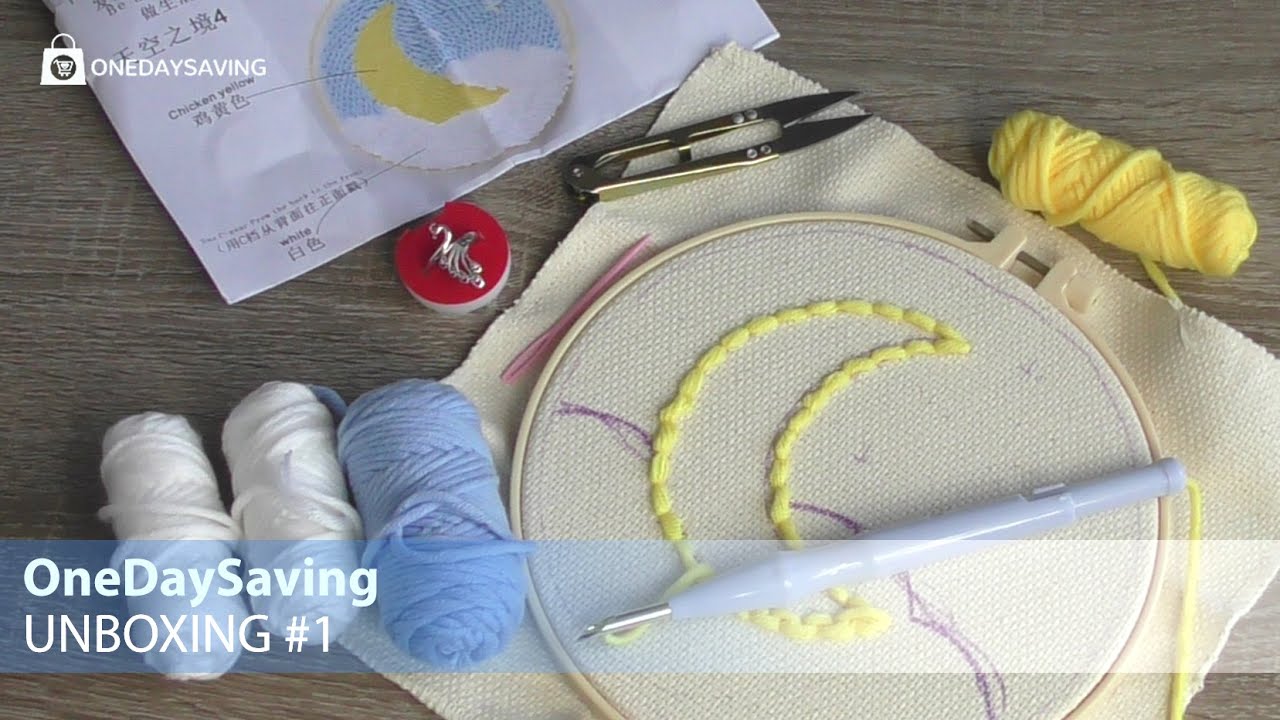 OneDaySaving UNBOXING#1 - Punch needle kit & Adjustable ring crochet | haft pętelkowy #onedaysaving