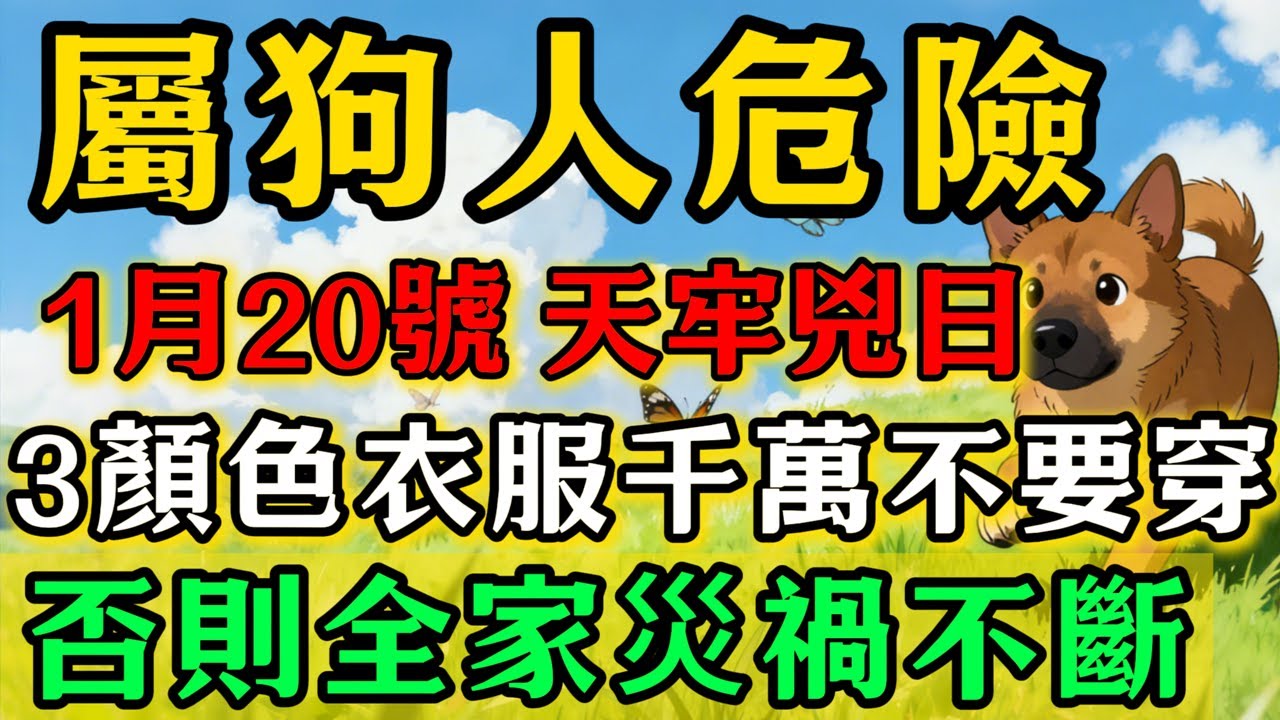 生肖狗必看！明天2026年1月20號，農曆臘月初二「天牢黑道兇日」，這3個顏色的衣服千萬不要穿，否則災禍不斷，全家不得安寧！#佛靈禪師#屬相運勢#生肖#家運#生肖運勢的那些事#先知#風水變化#提升運勢