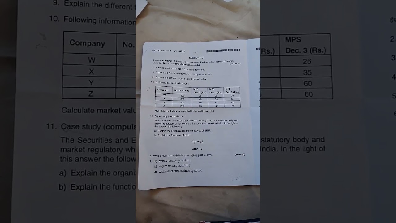 Bcom 1 semester  stock market operations.. feb, march (2024) question paper # NEP