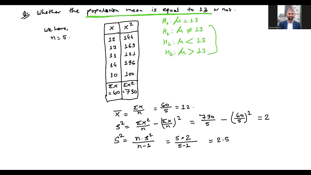 t - Test Part 2(MBS, MBA, MPA Statistics Online Class Videos)