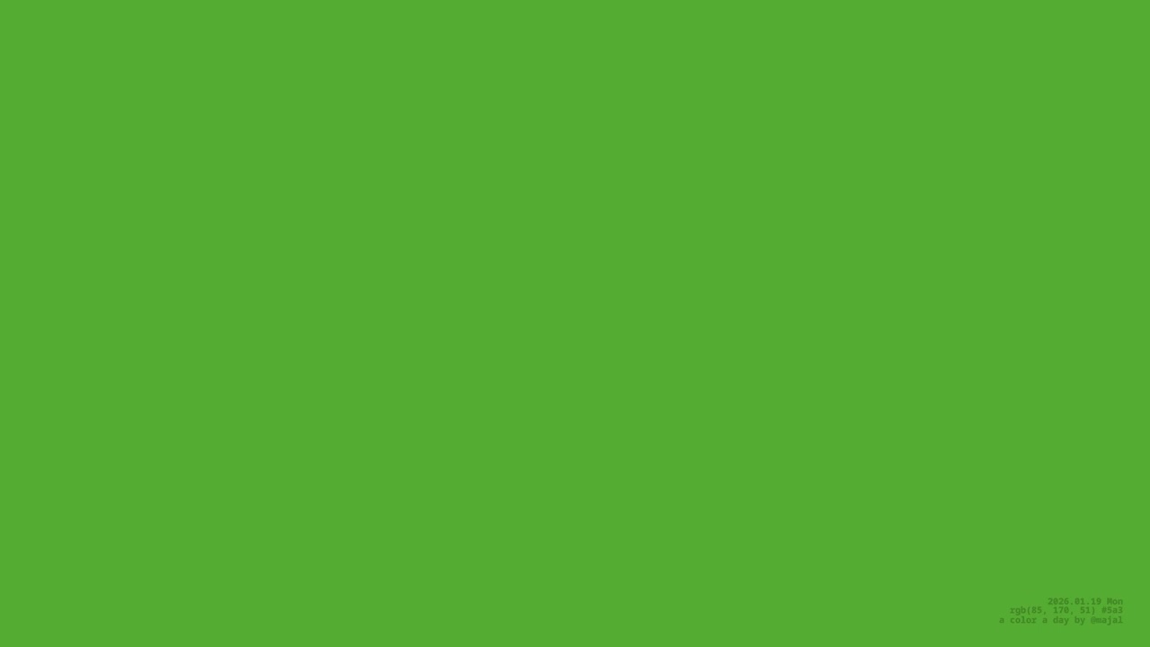 A Color a Day - #5a3 rgb(85, 170, 51) - 2026.01.19 - 12-bit RGB Colors by @majal