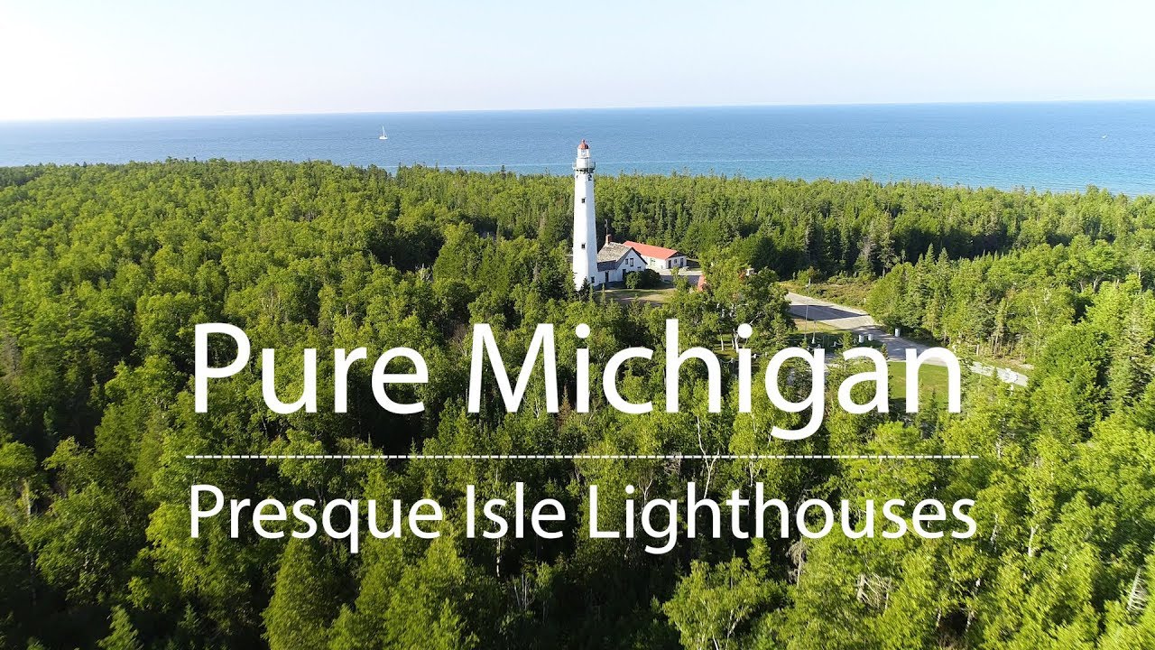 Aerial Presque Isle Lightouses - Pure Michigan