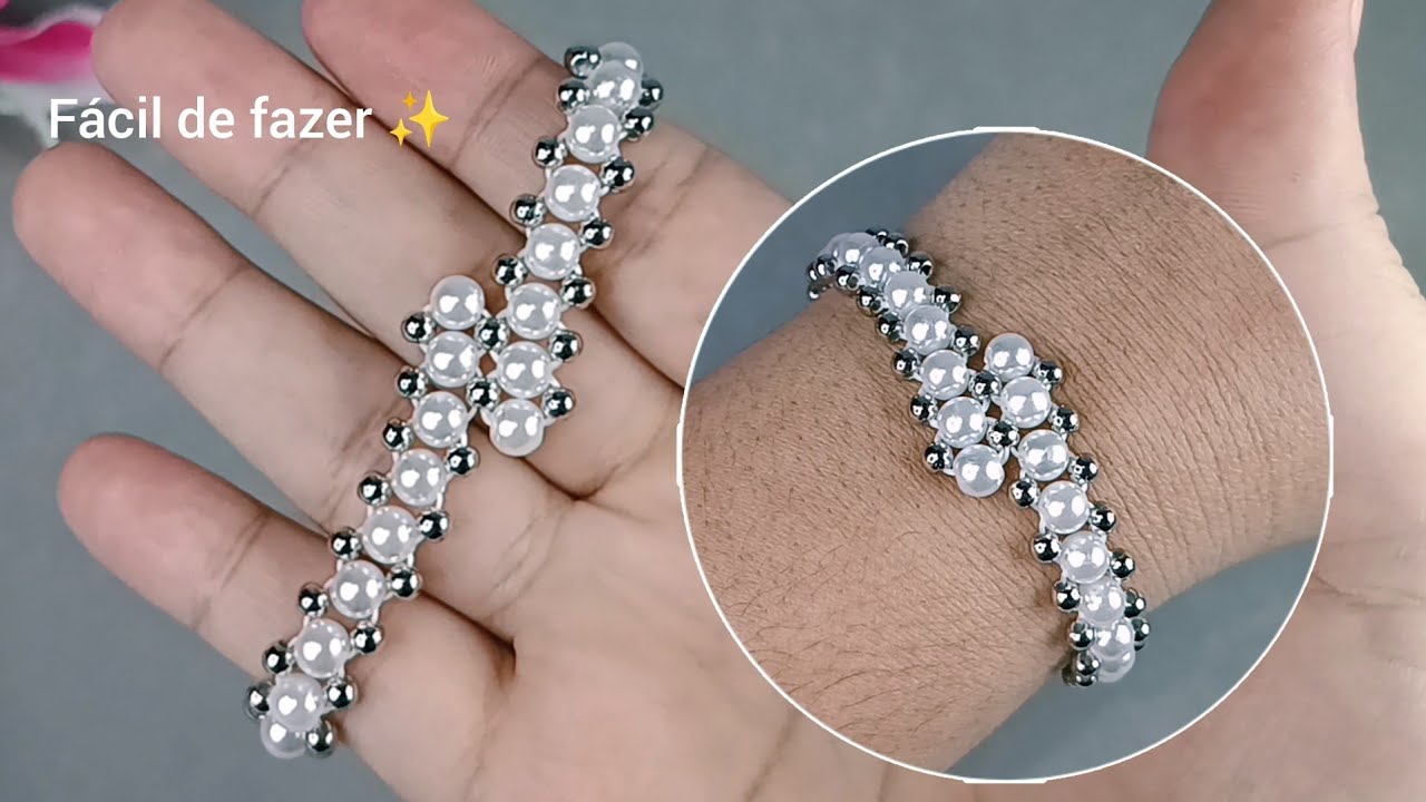 “Pulseira de Pérolas Super Fácil no Fio Stretch”