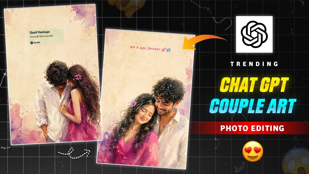 Instagram Trending Couple Art Photo Editing Prompt | Couple Sketch Photo Editing Prompt Chatgpt