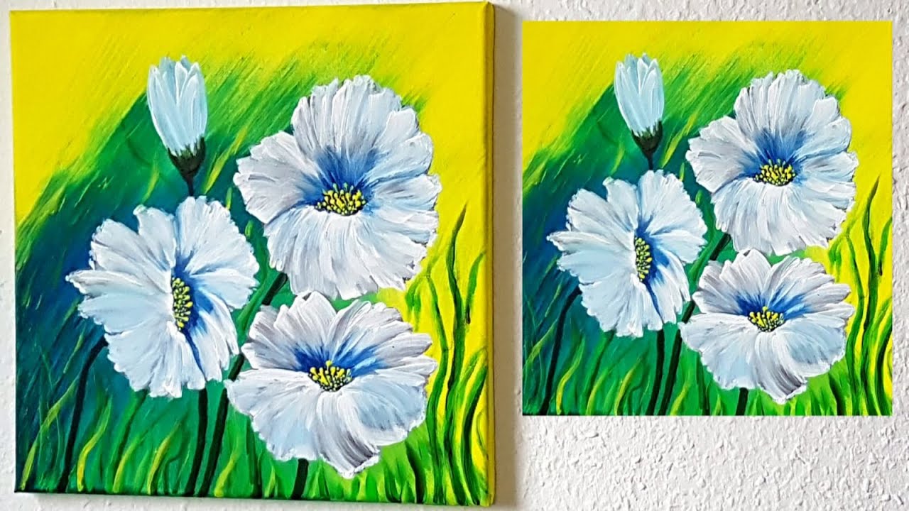 Blumen Malen Acryl leicht für Anfänger - Easy Flowers Acrylic Painting for Beginners