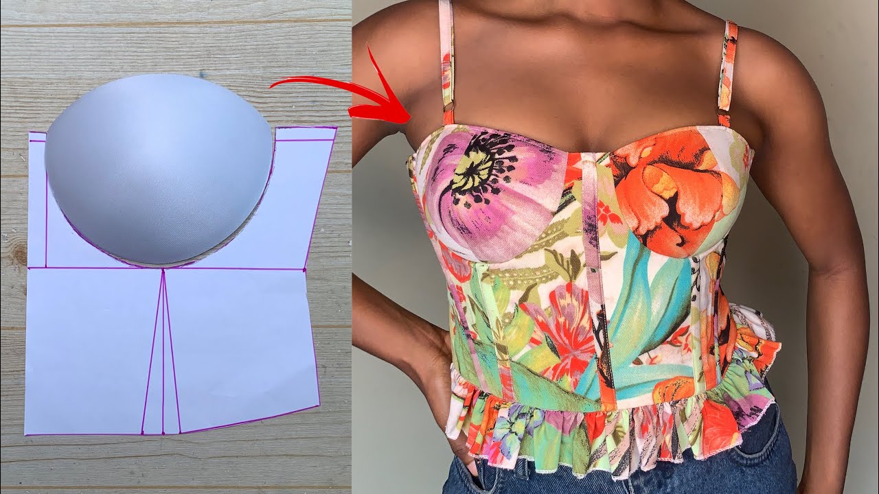 CORSET WITH BRA CUPS (cutting and sewing) / Easy tutorial for beginners