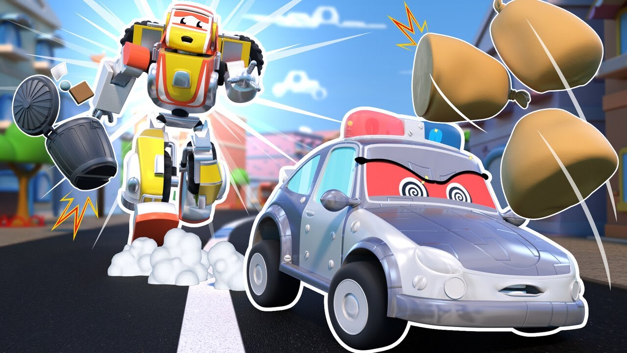 Fais attention! LA VOITURE DE POLICE ROBOT devient folle ! Sauve-la, SUPER ROBOT ! | Transformation
